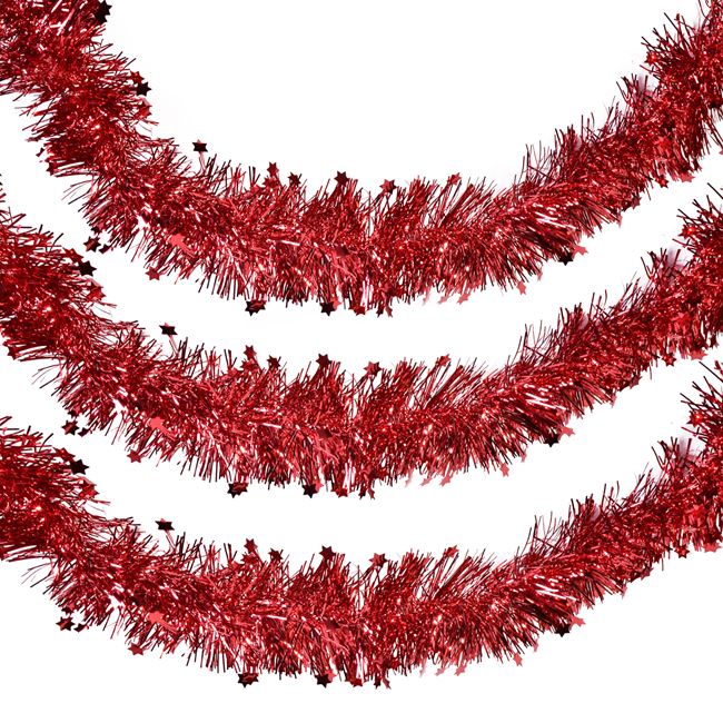 Χριστουγεννιάτικη Τρέσα Κόκκινη Tinsel 3 m x 6 cm
