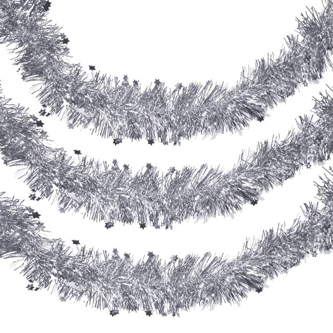 Χριστουγεννιάτικη Τρέσα Ασημί Tinsel 3 m x 7 cm