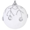 Σετ Χριστουγεννιάτικες Μπάλες Λευκές Glitter Ασημί Σχέδια Πέτρες 6cm - 6 τμχ.