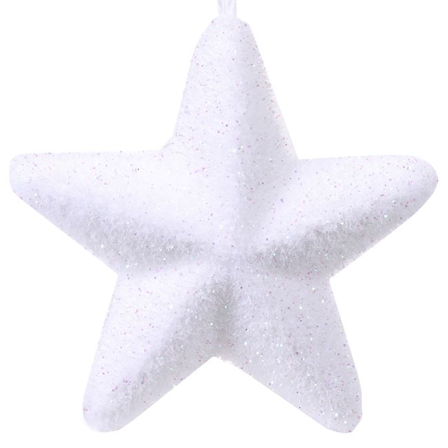 Χριστουγεννιάτικο Διακοσμητικό Τοίχου Αφρώδες Αστέρι Λευκό Ιριδίζον19 cm