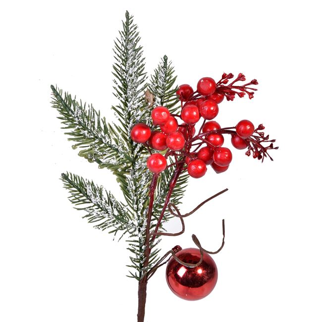 Χριστουγεννιάτικο Διακοσμητικό Κλαδί Έλατο Berries Μπάλα 33 cm