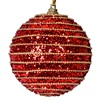 Σετ Χριστουγεννιάτικες Μπάλες Κόκκινες Ρίγα Χρυσή Αλυσίδα 8cm - 6 τμχ.
