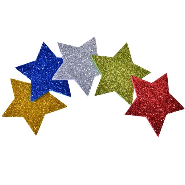 Χριστουγεννιάτικο Αξεσουάρ Χειροτεχνίας Αστέρια Χρωματιστά Glitter 5x5 cm - 20 τμχ.