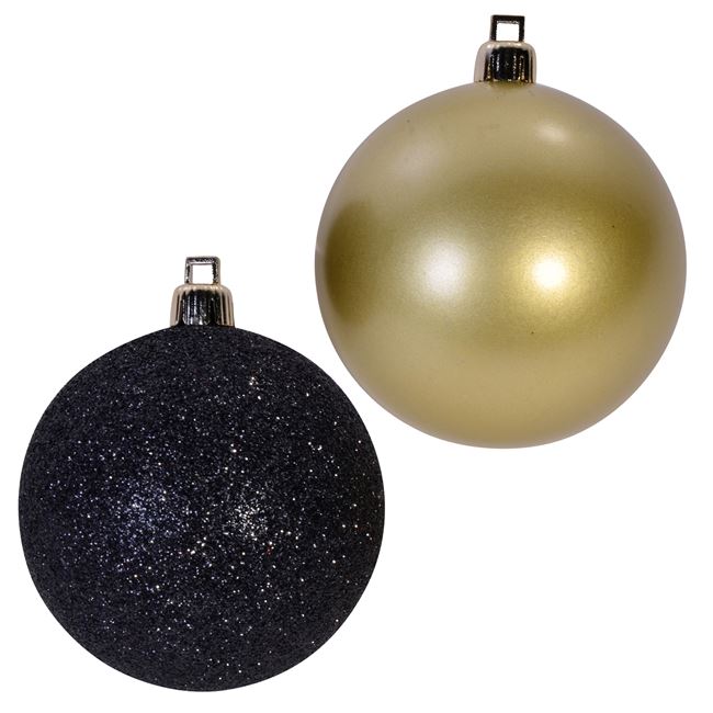 Σετ Χριστουγεννιάτικες Μπάλες Χρυσές Ματ Μαύρες Glitter 7 cm - 12 τμχ.