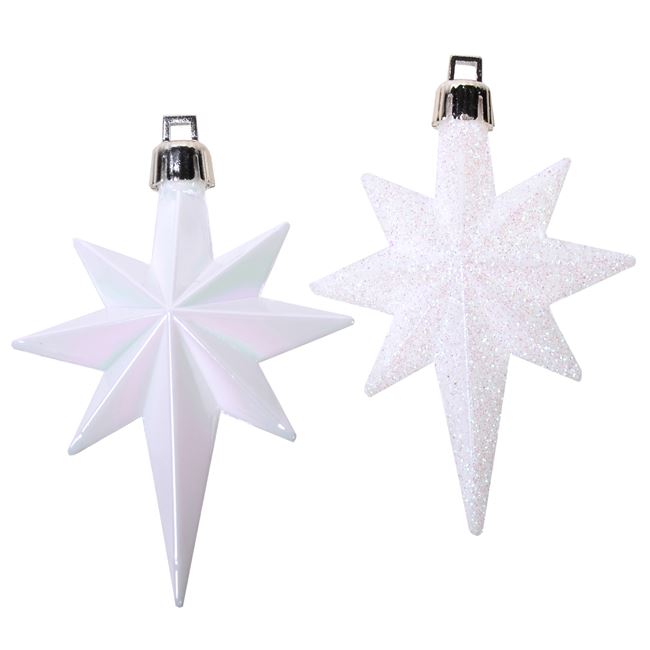 Σετ Χριστουγεννιάτικα Στολίδια Αστέρια Λευκά Γυαλιστερά Glitter 8 cm - 16 τμχ.