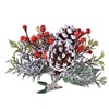 Χριστουγεννιάτικο Λουλούδι Κλιπ Κλαδί Έλατο Χιονισμένο Kουκουνάρια Κόκκινοι Καρποί 10 cm