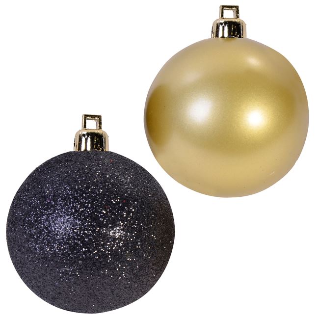 Σετ Χριστουγεννιάτικες Μπάλες Χρυσές Ματ Μαύρες Glitter 5 cm - 12 τμχ.