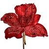 Χριστουγεννιάτικο Λουλούδι Κλιπ Μανόλια Κόκκινη Glitter 25cm