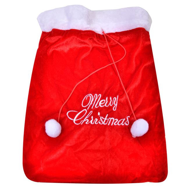 Χριστουγεννιάτικος Σάκος Βελουτέ Κόκκινο Λευκό "Merry Christmas" 35x43 cm
