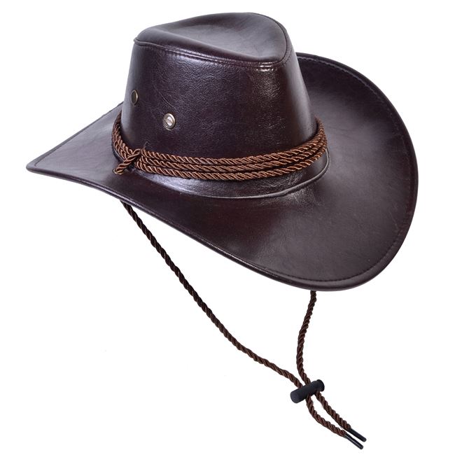 Αποκριάτικο Καπέλο Σκούρο Καφέ Δέρμα Cowboy 