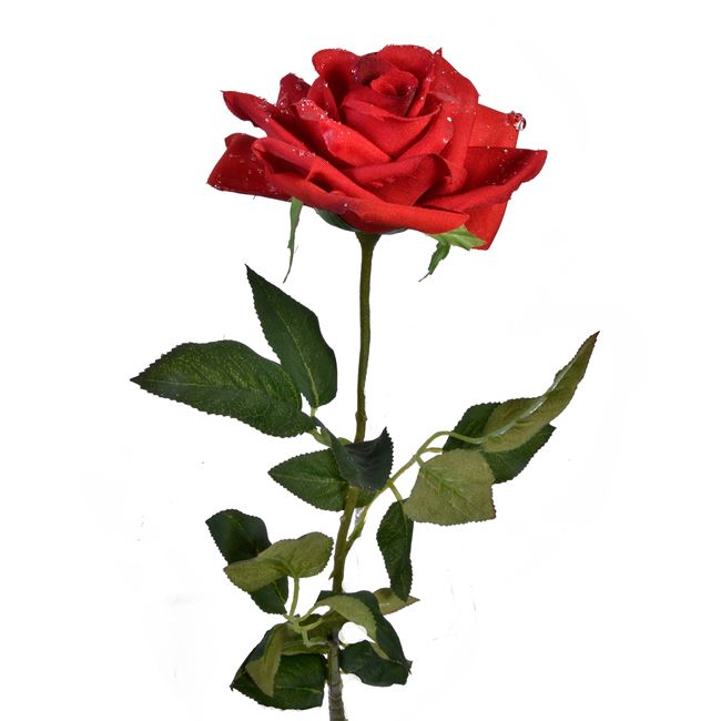 Λουλούδι Διακοσμητικό Τριαντάφυλλο Κόκκινο Δροσοσταλίδες 75 cm