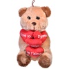 Λούτρινο Αρκουδάκι Καφέ Αγκαλιά Καρδιές 30 cm