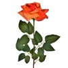 Λουλούδι Διακοσμητικό Τριαντάφυλλο Πορτοκαλί/Κίτρινο Δροσοσταλίδες 80cm