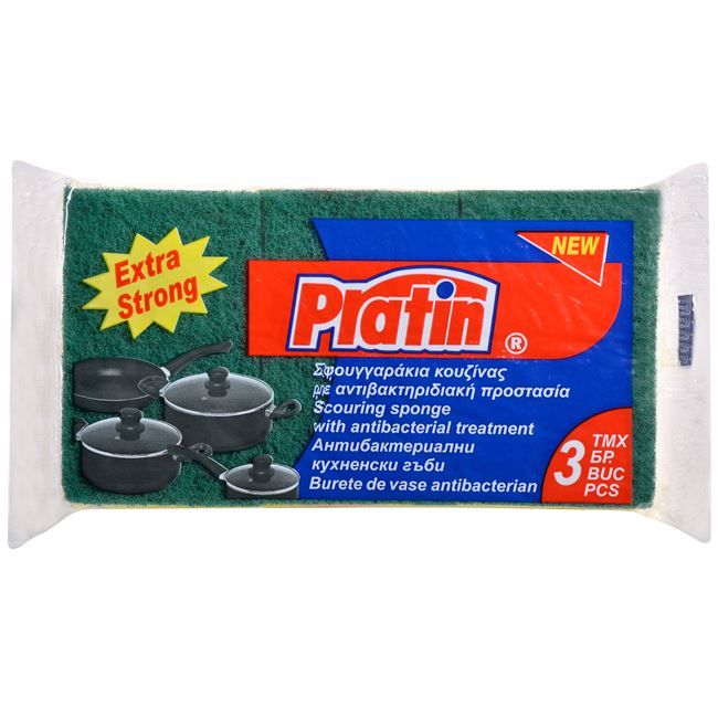 Σφουγγάρια Κουζίνας με Αντιβακτηριδιακή Προστασία PRATIN - 3 τμχ.