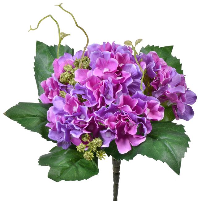 Λουλούδι Διακοσμητικό Μπουκέτο Ορτανσίες Λιλά 22 cm