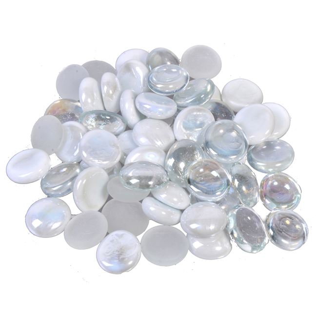 Πέτρες Διακοσμητικές Γυάλινες Γυαλιστερές Λευκές Περλέ Διάφανες 340 g