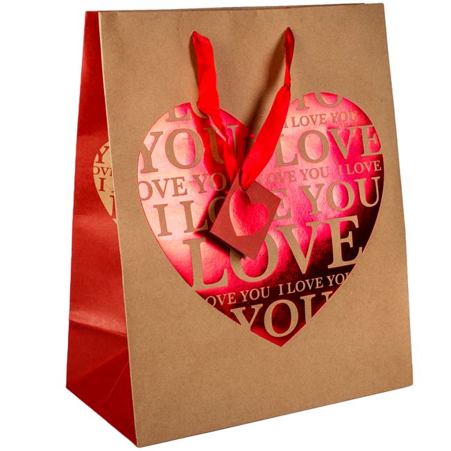 Τσάντα Δώρου Kraft Καρδιά 26x33x14 cm